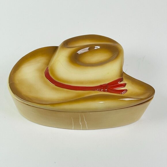 Vintage Home Presents Western Shaped Cowboy Hat 2 QT Baking Dish with Lid Decor - Picture 1 of 7